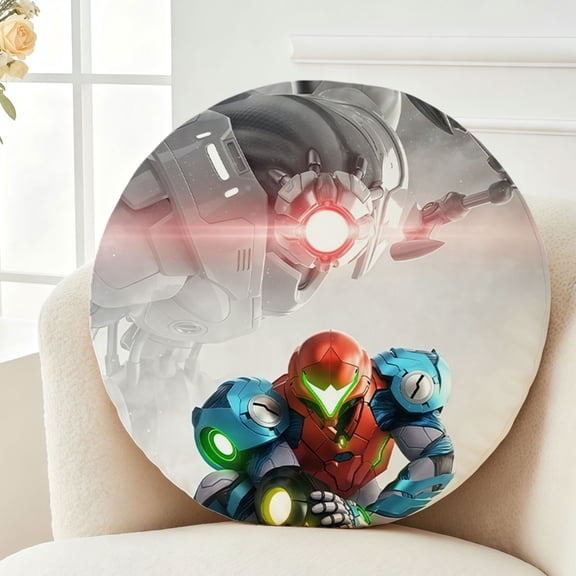 Throw Pillow Metroid Dread Plush Decor Gift Decorative Fluffy Stuffy Round Birthday 13.8in