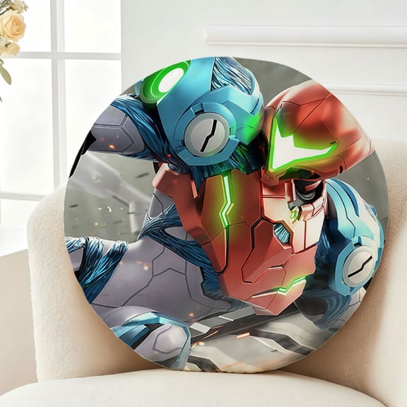 Throw Pillow Metroid Dread Plush Decor Gift Decorative Fluffy Stuffy Round Birthday 13.8in