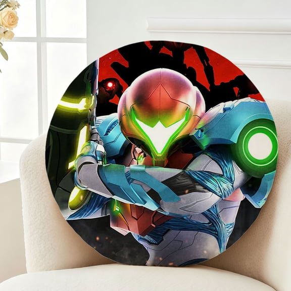 Throw Pillow Metroid Dread Plush Decor Gift Decorative Fluffy Stuffy Round Birthday 13.8in