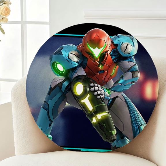 Throw Pillow Metroid Dread Plush Decor Gift Decorative Fluffy Stuffy Round Birthday 13.8in