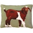thumbnail image 1 of Throw Pillow Needlepoint Billy Goat Standing Right 16x20 Sage Green Wool  MH-280, 1 of 1
