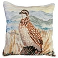 thumbnail image 1 of Throw Pillow Needlepoint Quail on Fence Bird 18x18 Beige Cotton Velvet Ne MH-305, 1 of 1