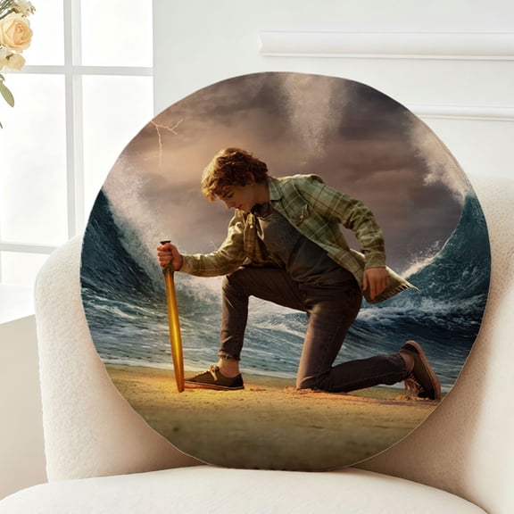 Throw Pillow Percy Jackson Plush Decor Gift Decorative Fluffy Stuffy Round Birthday 13.8in
