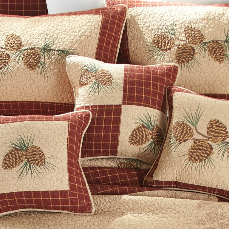 Throw Pillow Pine Lodge by Donna Sharp Lodge Decorative Throw Pillow with Pine Cone Patch Pattern Square