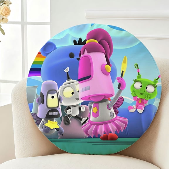 Throw Pillow Rob the Plush Robot Plush Decor Gift Decorative Fluffy Stuffy Round Birthday 13.8in