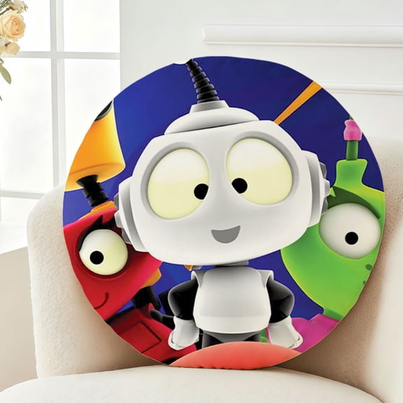 Throw Pillow Rob the Plush Robot Plush Decor Gift Decorative Fluffy Stuffy Round Birthday 13.8in