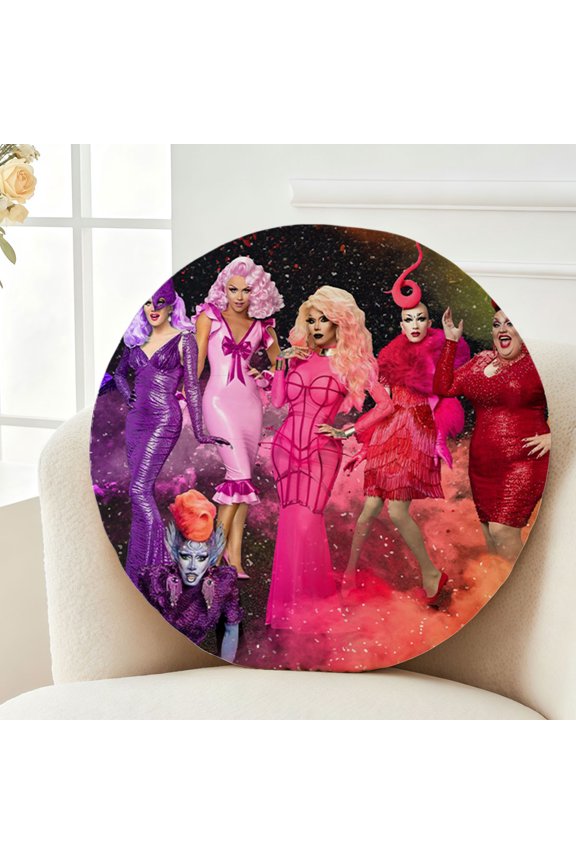 Throw Pillow Rupaul Plush Decor Gift Decorative Fluffy Stuffy Round Birthday 13.8in