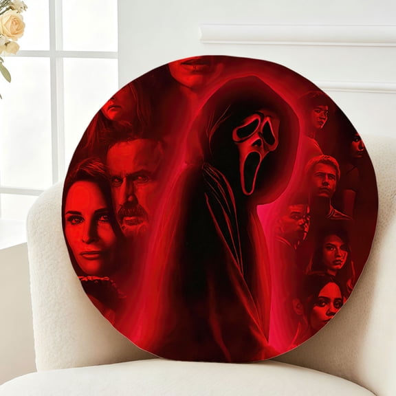 Throw Pillow Scream Movie Plush Decor Gift Decorative Fluffy Stuffy Round Birthday 13.8in