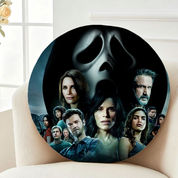 Throw Pillow Scream Movie Plush Decor Gift Decorative Fluffy Stuffy Round Birthday 13.8in