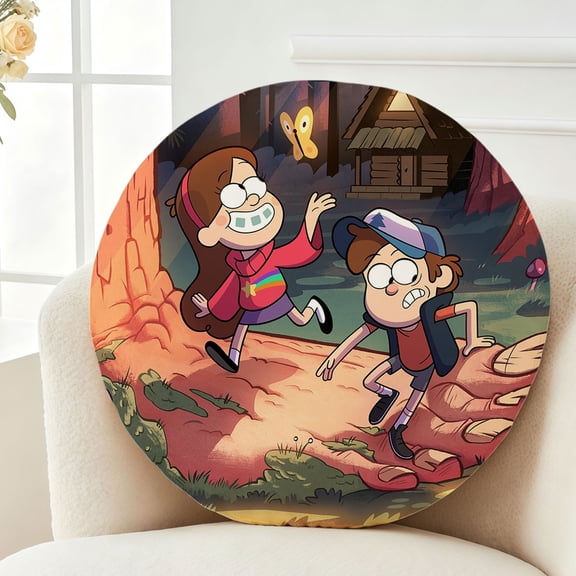 Throw Pillow Series Gravity Plush Falls Plush Decor Gift Decorative Fluffy Stuffy Round Birthday 13.8in