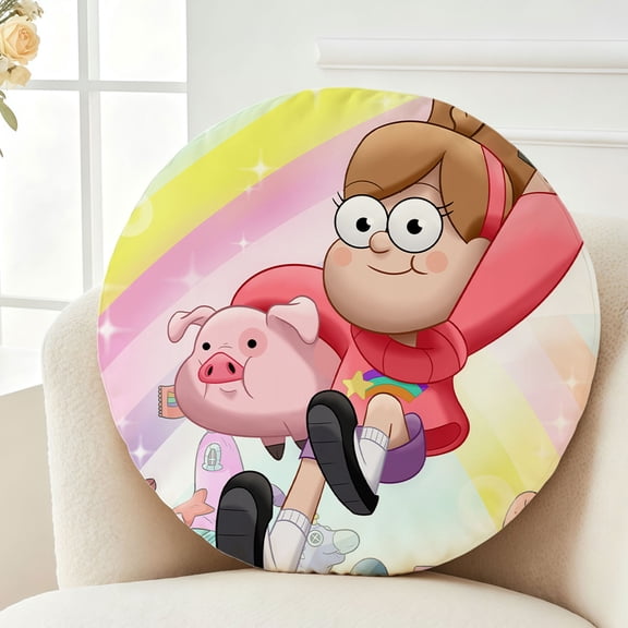 Throw Pillow Series Gravity Plush Falls Plush Decor Gift Decorative Fluffy Stuffy Round Birthday 13.8in