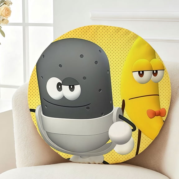 Throw Pillow Shovelware Brain Game Plush Decor Gift Decorative Fluffy Stuffy Round Birthday 13.8in