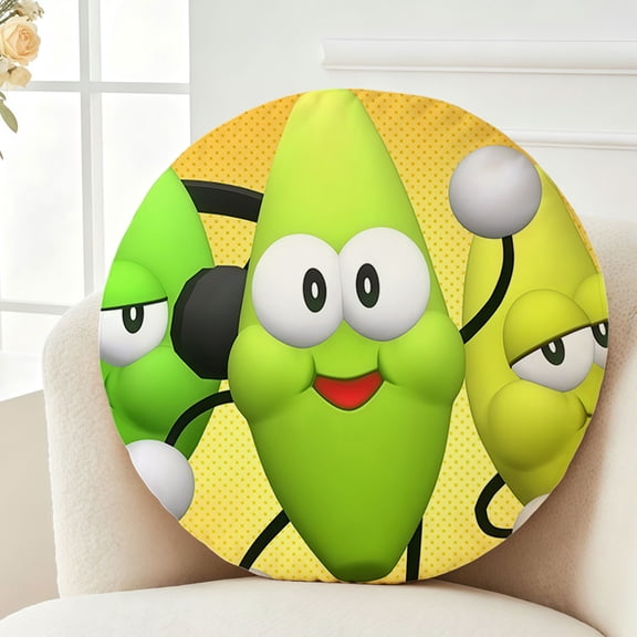 Throw Pillow Shovelware Brain Game Plush Decor Gift Decorative Fluffy Stuffy Round Birthday 13.8in