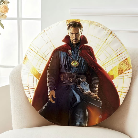 Throw Pillow Strange Doctor Plush Decor Gift Decorative Fluffy Stuffy Round Birthday 13.8in