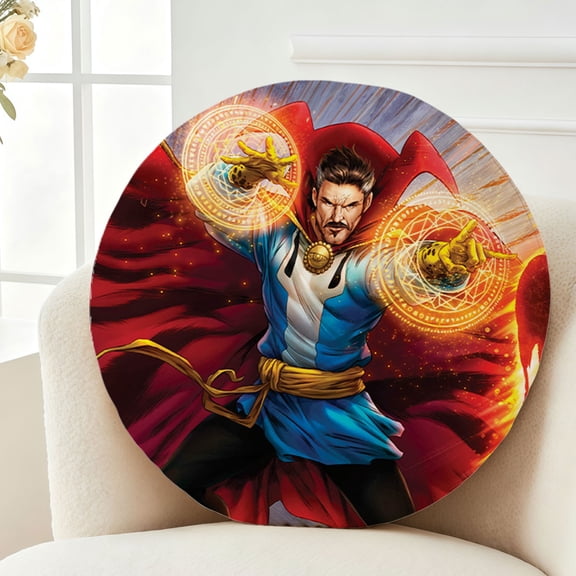 Throw Pillow Strange Doctor Plush Decor Gift Decorative Fluffy Stuffy Round Birthday 13.8in