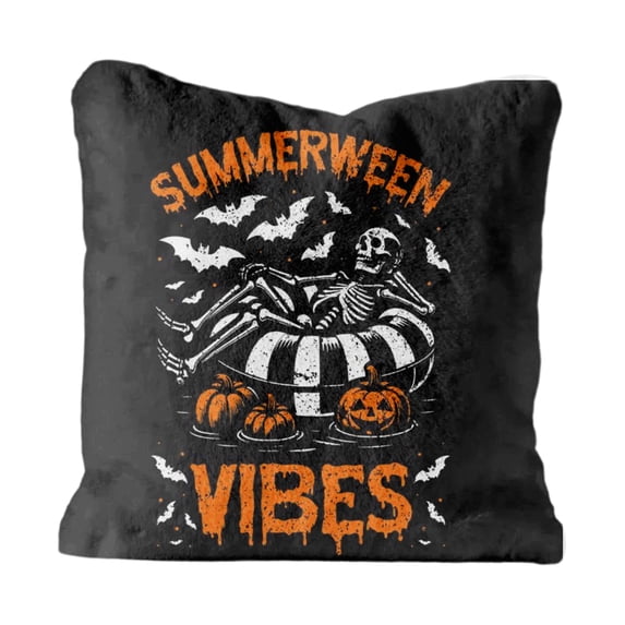 Throw Pillow Summerween Vibes Skeleton Print 1 Piece Plush Seasonal Home Decor