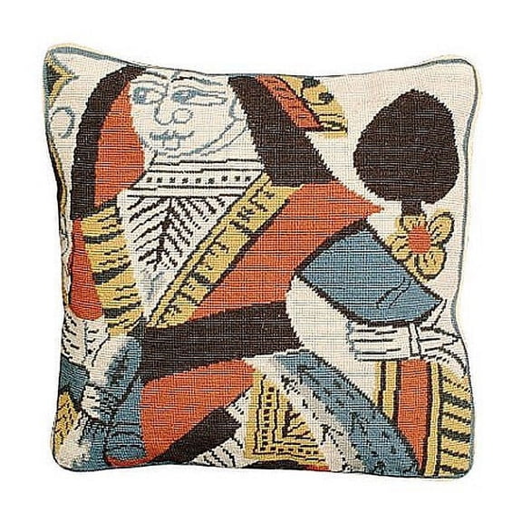 Throw Pillow TAVERN Petit Point Queen of Spades 12x12 Printed Paper New A MH-512
