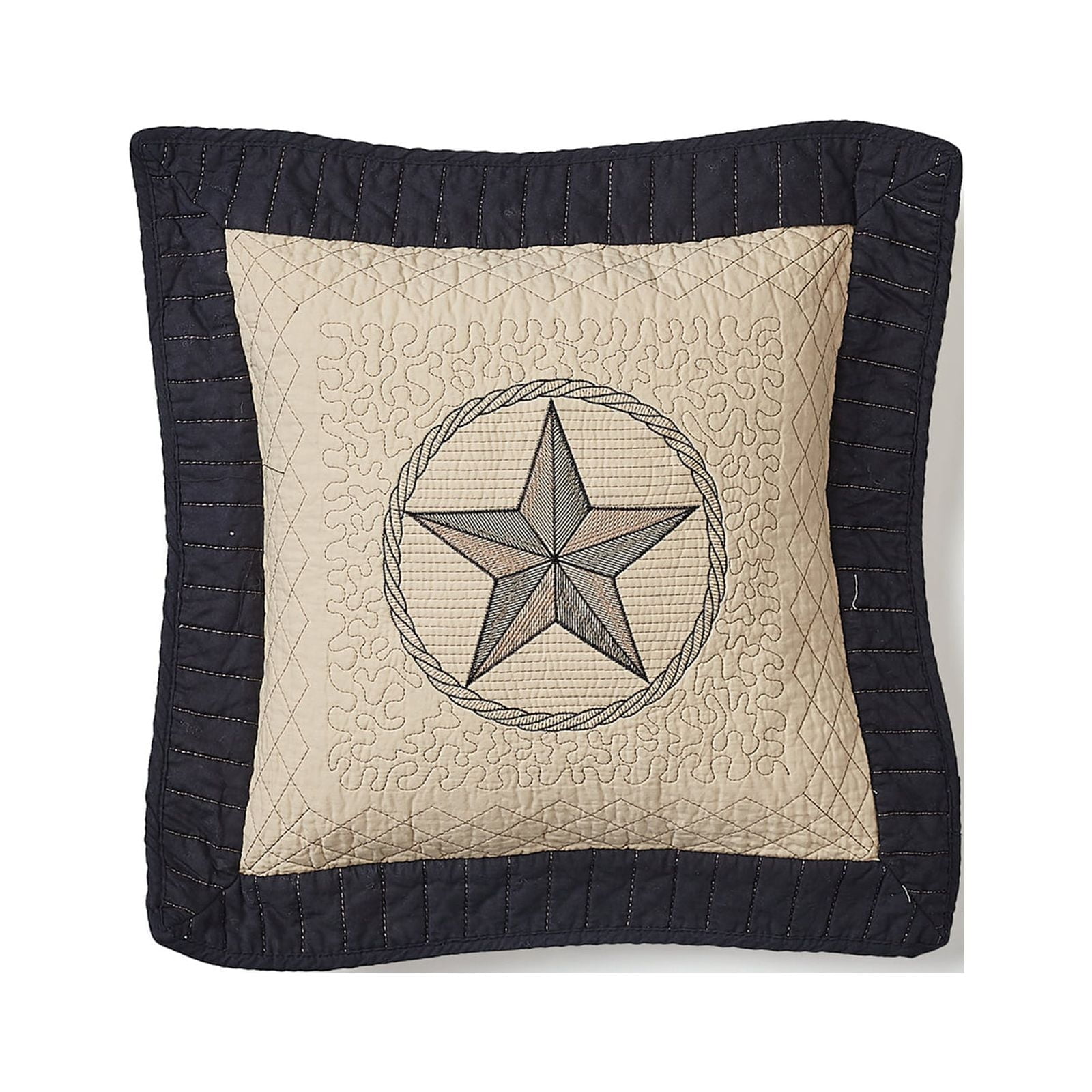 Southwestern Tan and Brown Cotton Embroidered Square Throw Pillow