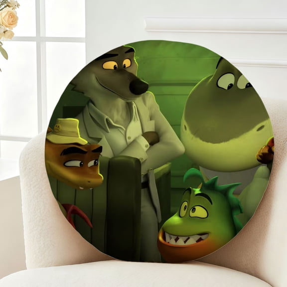Throw Pillow The Bad Plush Guys Plush Decor Gift Decorative Fluffy Stuffy Round Birthday 13.8in