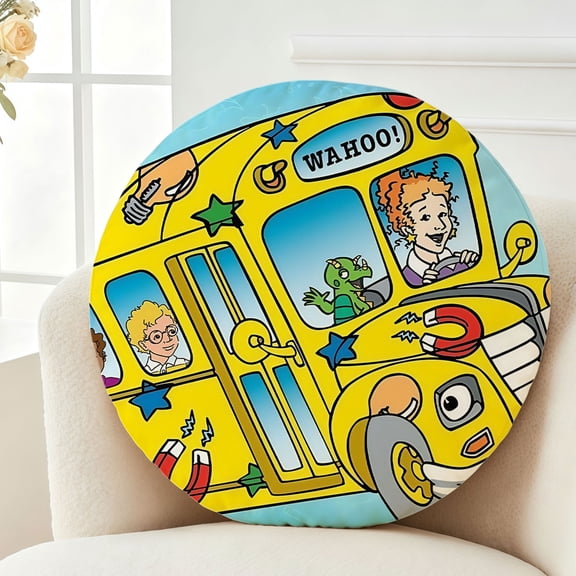 Throw Pillow The Magic School Bus Plush Decor Gift Decorative Fluffy Stuffy Round Birthday 13.8in