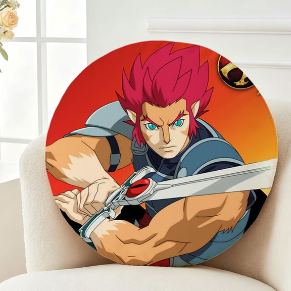 Throw Pillow ThunderCats Plush Decor Gift Decorative Fluffy Stuffy Round Birthday 13.8in