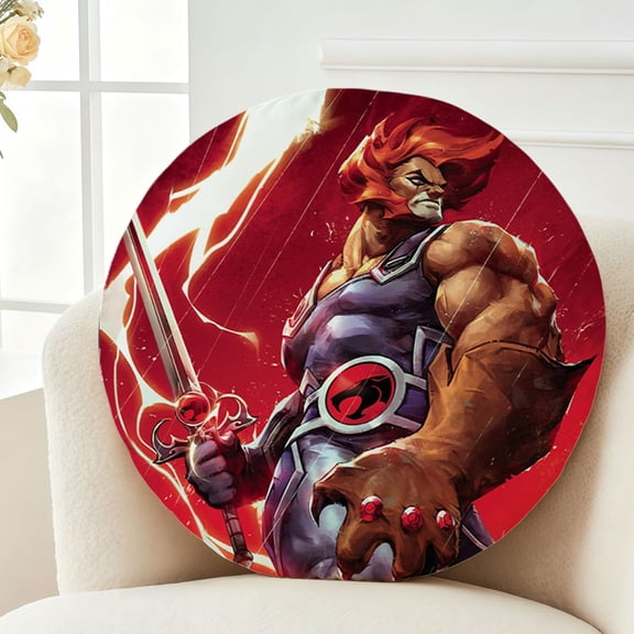 Throw Pillow ThunderCats Plush Decor Gift Decorative Fluffy Stuffy Round Birthday 13.8in