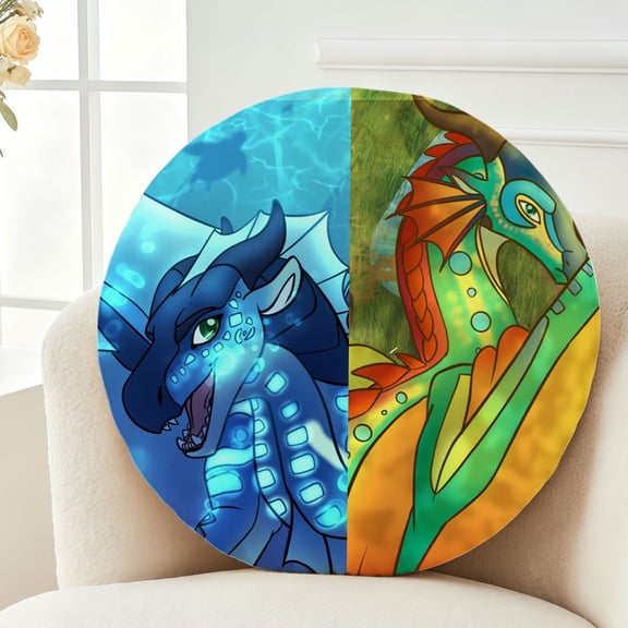 Throw Pillow Wings of Plush Fire Plush Decor Gift Decorative Fluffy Stuffy Round Birthday 13.8in
