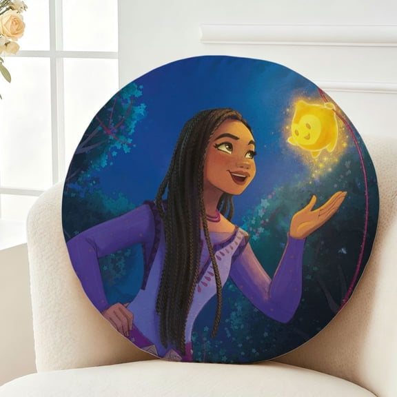 Throw Pillow Wish Movie Plush Decor Gift Decorative Fluffy Stuffy Round Birthday 13.8in