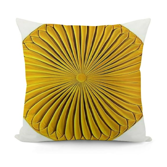 Throw Pillow for Couch Decorative Pumpkin Round Velvet Cushion for Sofa Bed Chair Floor  Yellow
