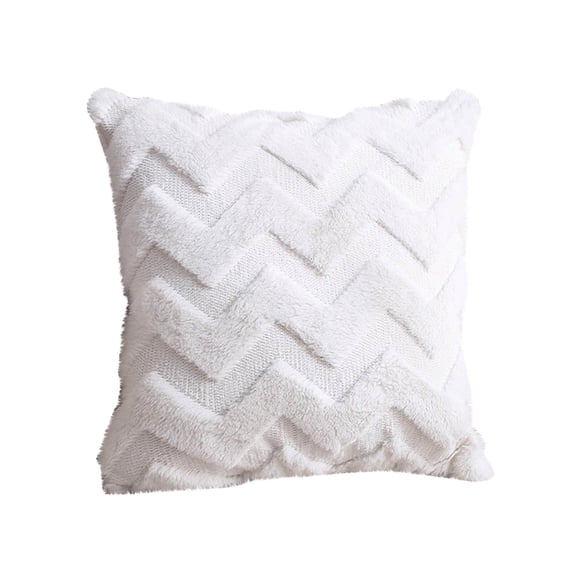 Throw Pillow with Insert, Double-Sided PV Velvet Soft Decorative Pillow for Sofa Couch Living Room Bedroom and Headboard Support, White