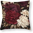 thumbnail image 1 of Throw Pillows 26"x26" Elegant Burgundy Floral Satin Cushion Covers Red And White Floral Decorative Throw Pillow Covers Zippered for Farmhouse Decor Room Bedroom Sofa Chair Car, 1 of 7
