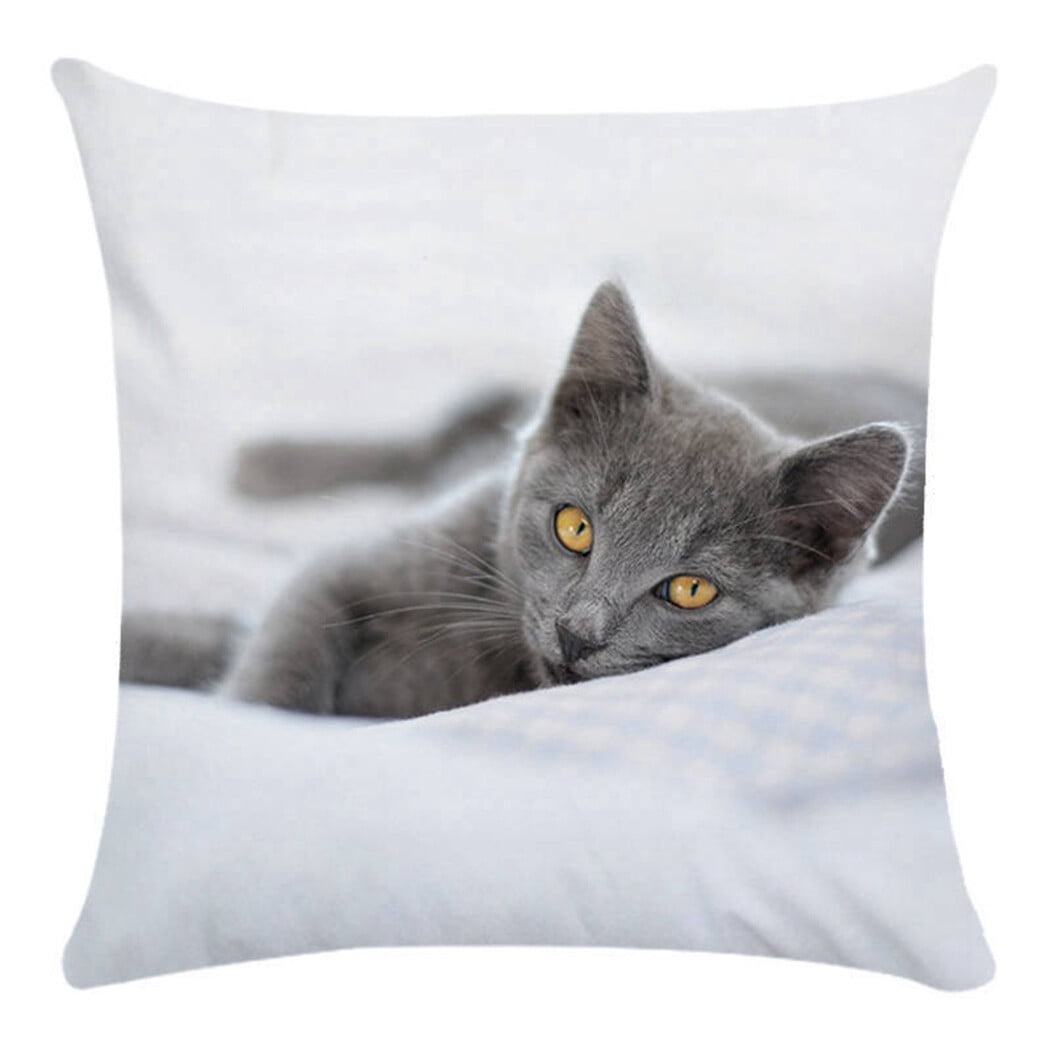 Throw Pillows Case, Peaoy Cute Cat Cushion Cover Bed Sofa Square Throw