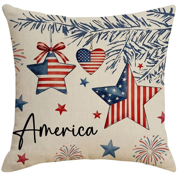 Throw Pillows for Couch, 4Th of July Pillow, Patriotic Decorations Outdoor, Outdoor Throw Pillow, 18X18 Inch Water Resistant Usa Flag Pattern 4Th of July Holiday Square Pillow