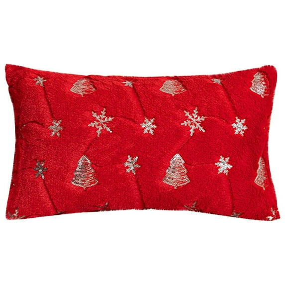 Throw Pillows for Couch Hwkond Christmas Tree Embroidered Throw Pillow Cover Snowflake Plush Throw Pillow Christmas Decorative Gift Cushion Cover Without Core,Up to 25% Off
