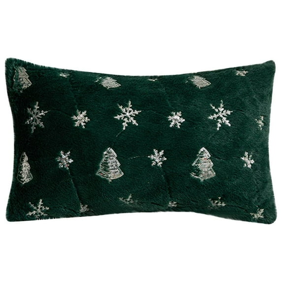 Throw Pillows for Couch Hwkond Christmas Tree Embroidered Throw Pillow Cover Snowflake Plush Throw Pillow Christmas Decorative Gift Cushion Cover Without Core,Up to 25% Off