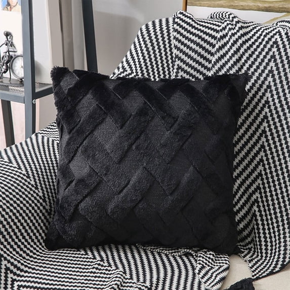 Throw Pillows for Couch, Solid Color Intersection Plaid Decorative Pillowcase 40x40cm For Living Room Sofa Bed Fashionable Home Decoration Soft Furry Cushions