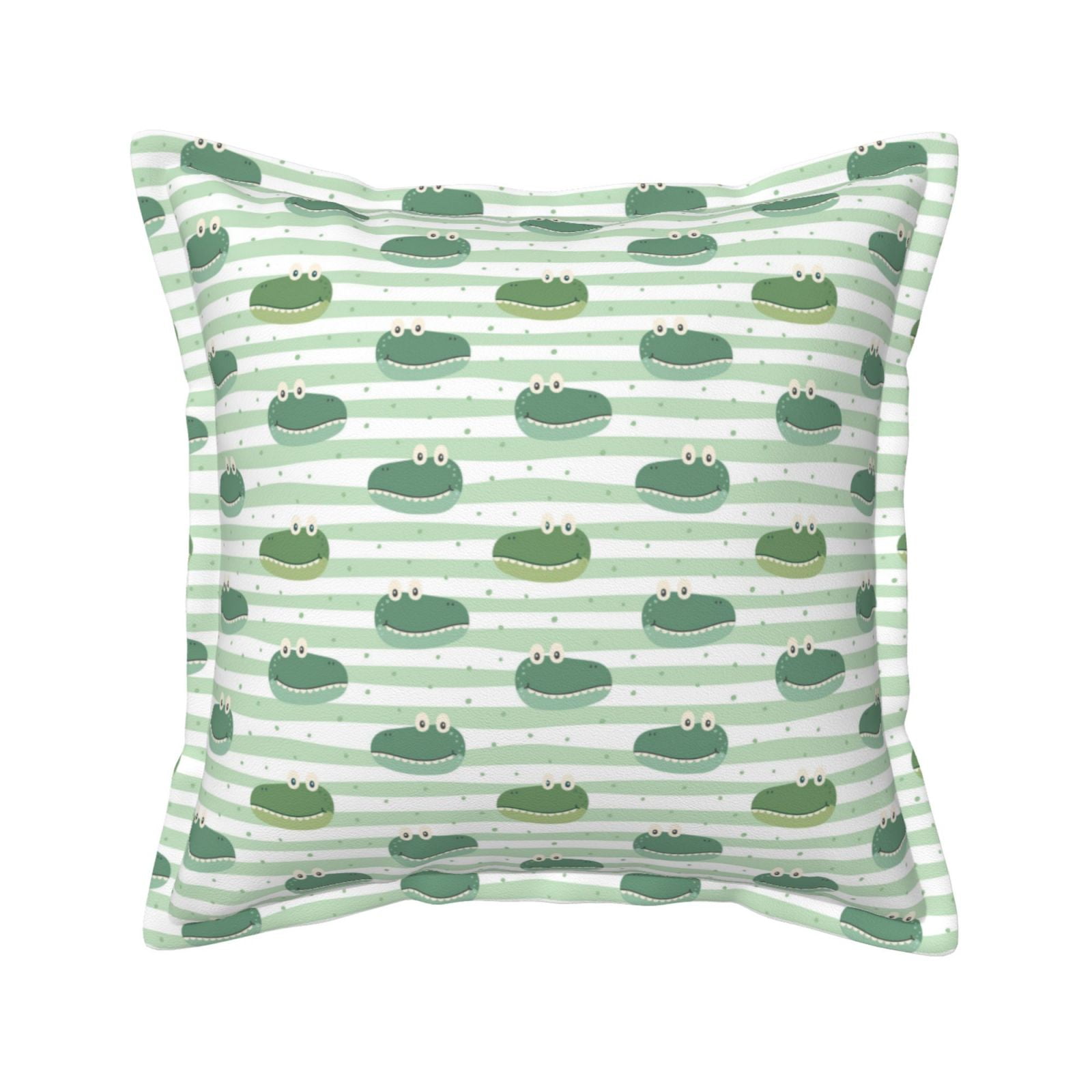 Throw Pillows Covers, Cute Crocodile A Faux Leather Decorative Throw