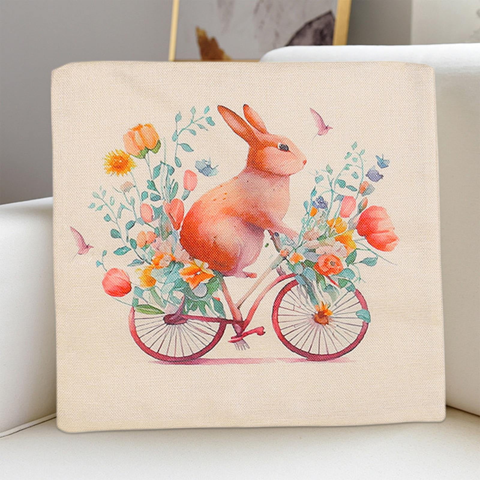 Throw Pillows,Easter Pillow Covers 18 X 18 Inch Bunny Easter Eggs