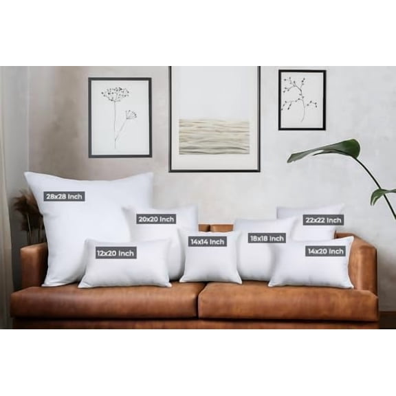 Throw Pillows Insert (Pack of 4, White) - 28 x 28 Inches Bed and Couch Pillows - Indoor Decorative Pillow