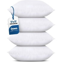 Throw Pillows (Set of 4, White), 17 x 17 Inches Pillows for Sofa, Bed and Couch Decorative Stuffer Pillow