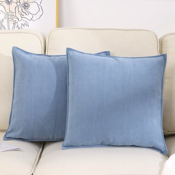 Throw Pillows for Couch Set of 2, Yamaziot 18" x 18" Decorative Pillow Accent Cushion for Sofa Bed Living Room, Solid Gray Blue Chenille