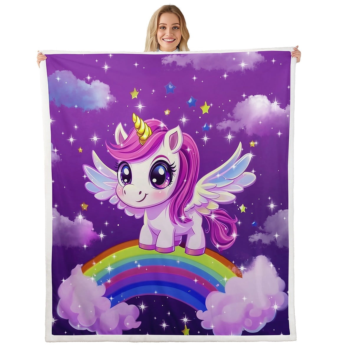 Personalized Baby Unicorn Throw Blanket - Custom Name, 30x40 Inch, Soft Fleece, Nursery Decor