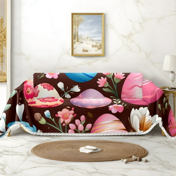 Throw Sofa Cover Soft Washable Decorative Couch Covers for 3 Cushion with Tassels Furniture Protector for Pets and Kids 71x102in