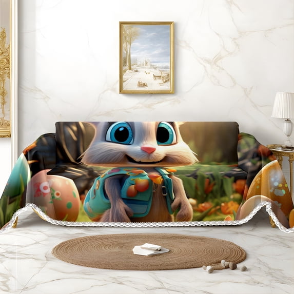 Throw Sofa Cover Soft Washable Decorative Couch Covers for 3 Cushion with Tassels Furniture Protector for Pets and Kids 71x102in