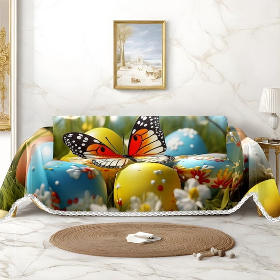 Throw Sofa Cover Soft Washable Decorative Couch Covers for 3 Cushion with Tassels Furniture Protector for Pets and Kids 71x118in