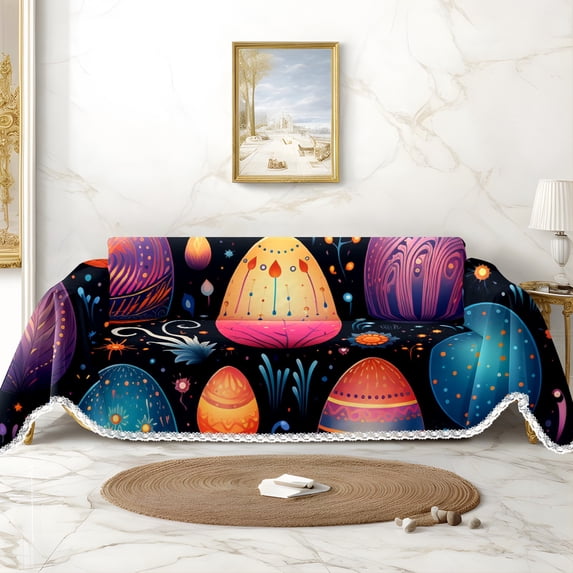 Throw Sofa Cover Soft Washable Decorative Couch Covers for 3 Cushion with Tassels Furniture Protector for Pets and Kids 71x118in