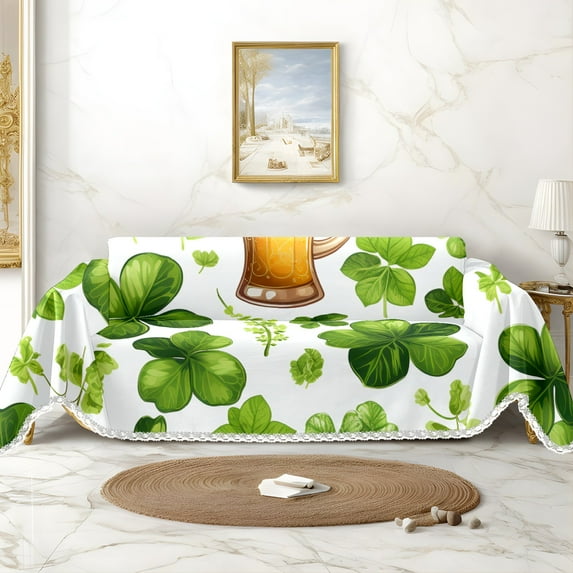 Throw Sofa Cover Soft Washable Decorative Couch Covers for 3 Cushion with Tassels Furniture Protector for Pets and Kids 71x118in