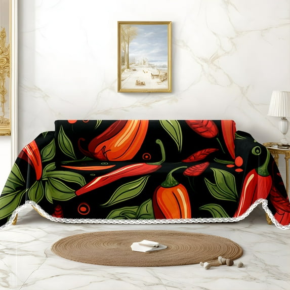 Throw Sofa Cover Soft Washable Decorative Couch Covers for 3 Cushion with Tassels Furniture Protector for Pets and Kids 71x91in