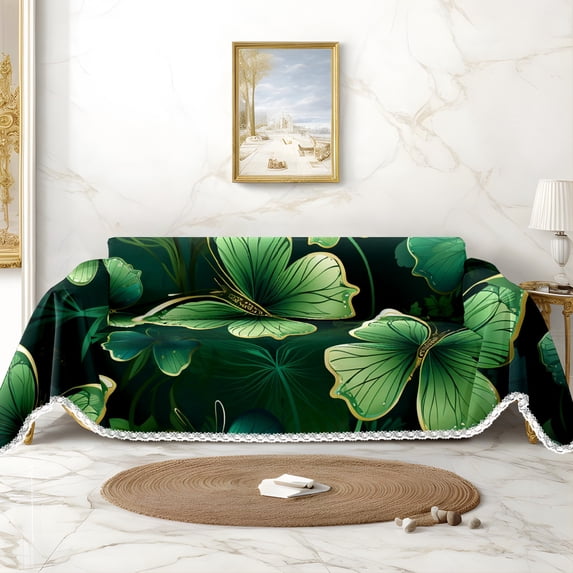 Throw Sofa Cover Soft Washable Decorative Couch Covers for 3 Cushion with Tassels Furniture Protector for Pets and Kids 71x91in