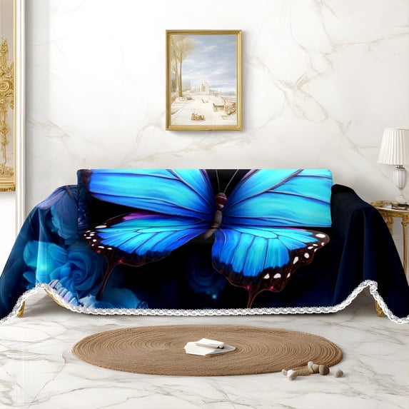 Throw Sofa Cover Soft Washable Decorative Couch Covers for 3 Cushion with Tassels Furniture Protector for Pets and Kids 91x134in